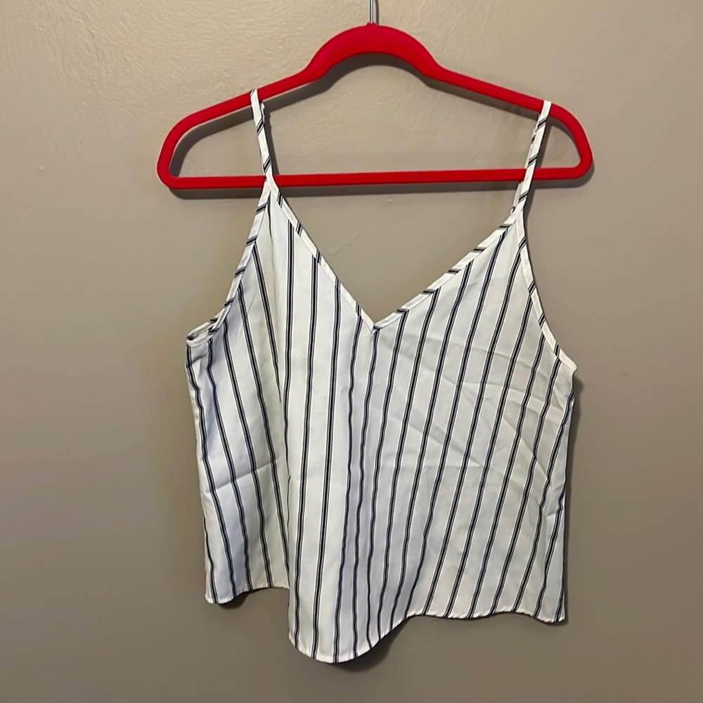 SHEIN White Top with Navy Stripes